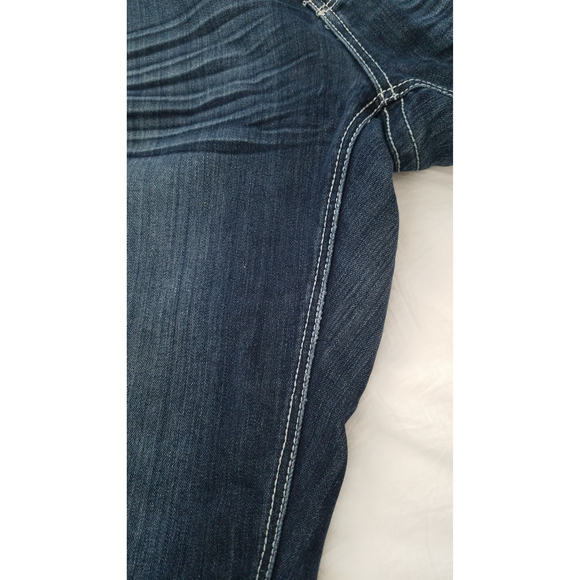 Sizzle Wash Jeans Embroidered Pockets White Trims Sz 18 Women's Dark Blue Jeans - Picture 9 of 10